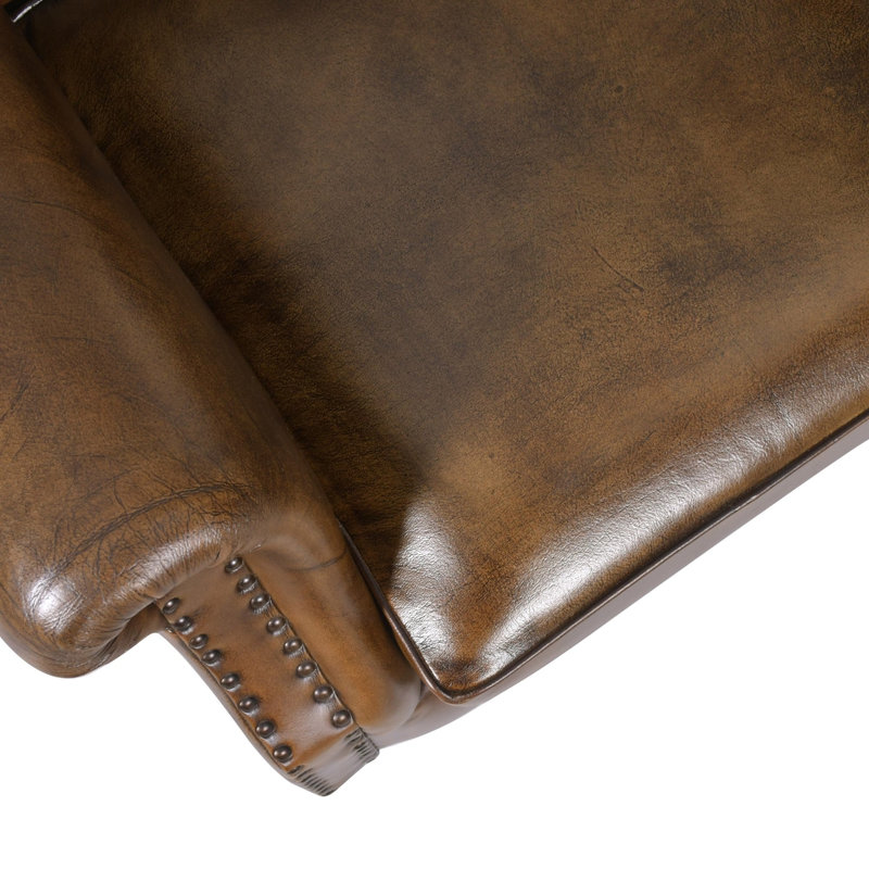 Genuine Leather Upholstered Armchair in Brown