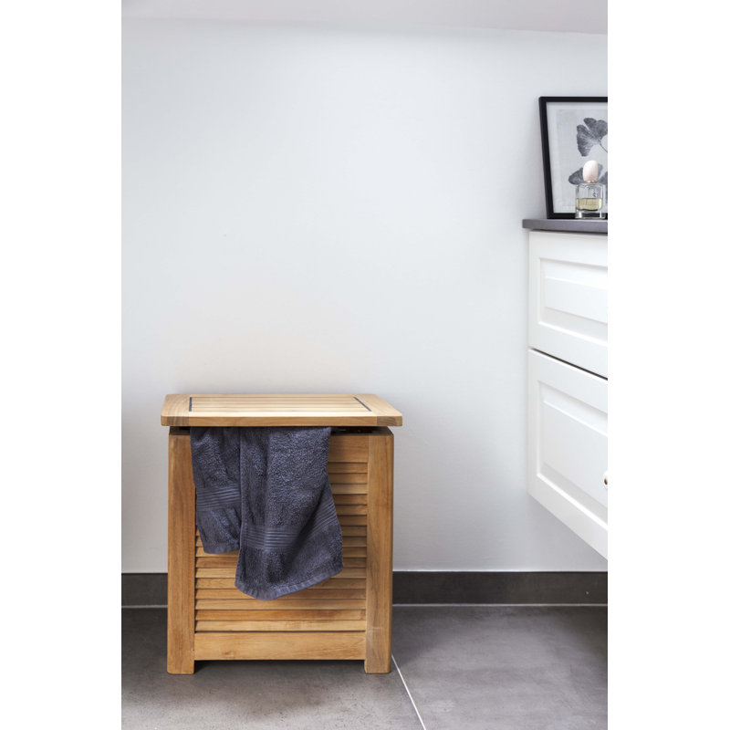 Wood Laundry Basket, Brown, S