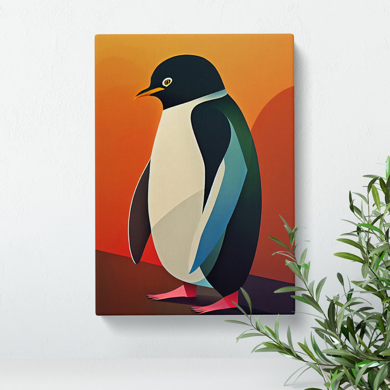 Perfect Penguin Abstract - Wall Art, 76cm H x 50cm W x 3cm D, Wrapped Canvas