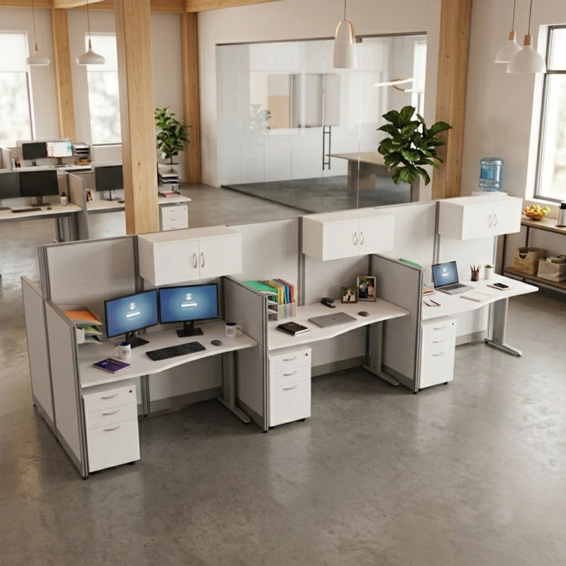 Poste de travail droit avec panneau Regency, l 65 po x P 33 po, blanc pur Regency, White