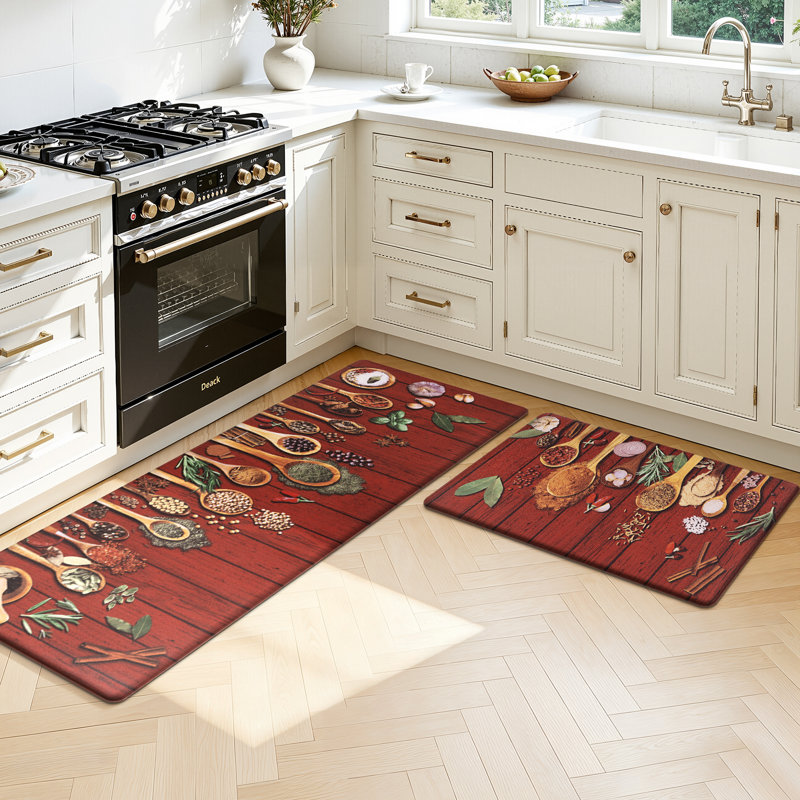  Tapis de cuisine anti-fatigue antidérapants (ensemble de 2), Rouge
