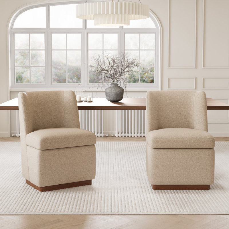 Boucle Upholstered Wingback Parsons Chair, 1, Coffee