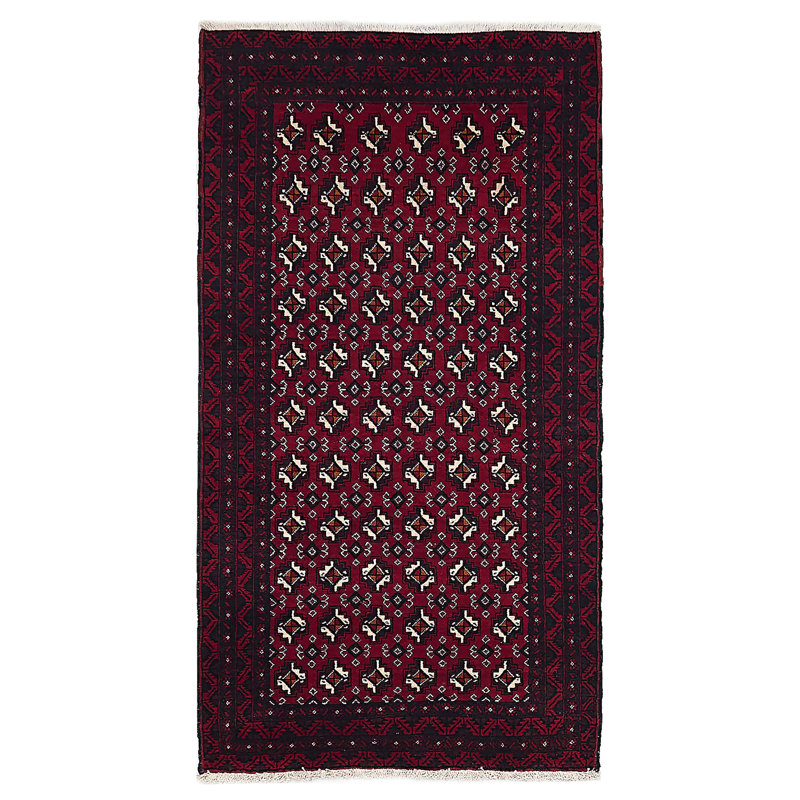 Tapis rouge Teimani 3 pi 3 po x 6 pi 2 po