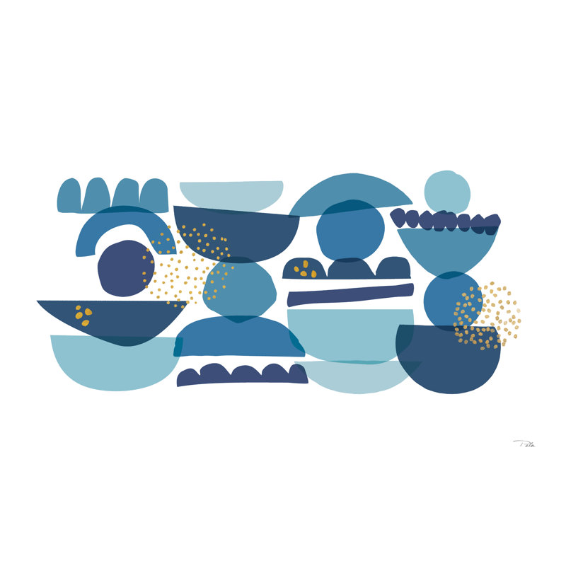 Crowded Forms Gray I, Blue, 32'' H x 48'' W  x 1.25" D