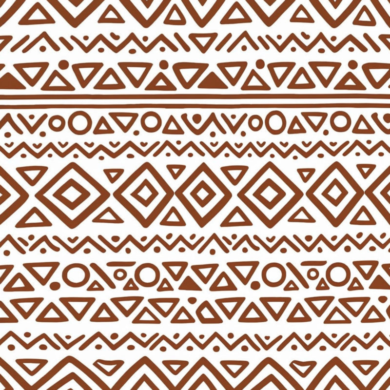 Tapis de bain Tribal, L 34 po x L 21 po, Brun moyen / blanc