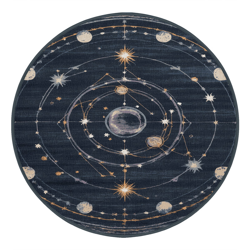 Tapis gris lavable à la machine, Rond 8 pi