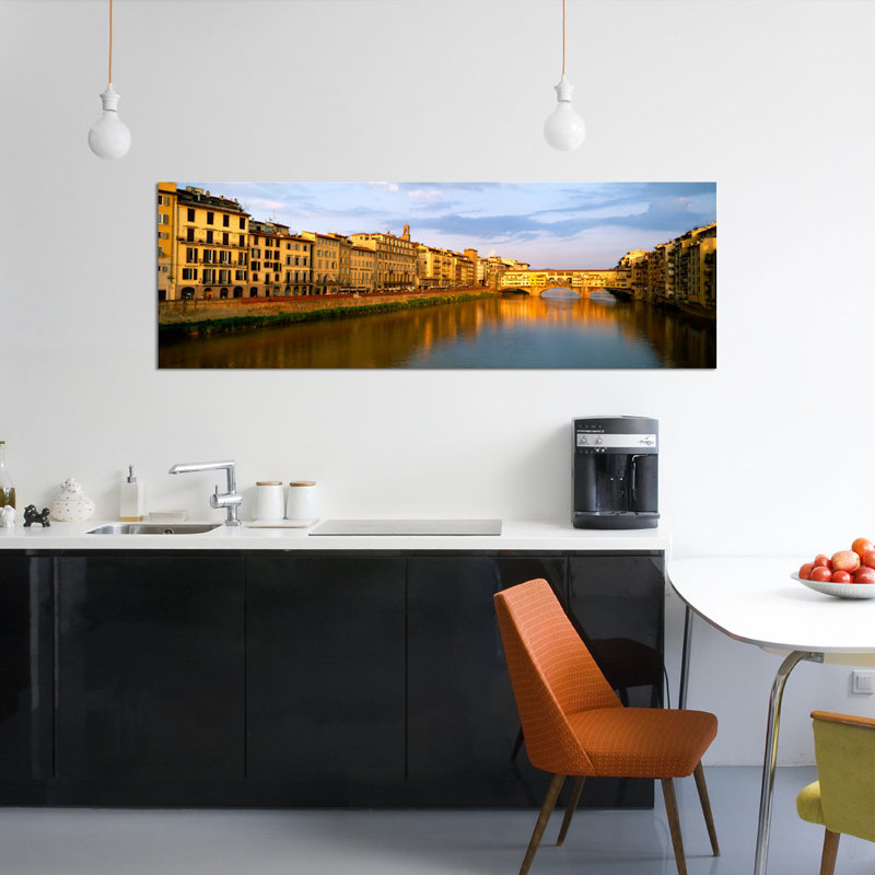 «Riverfront Architecture & Ponte Vecchio, Arno River, Florence, Tuscany, Italy», reproduction de photo sur toile