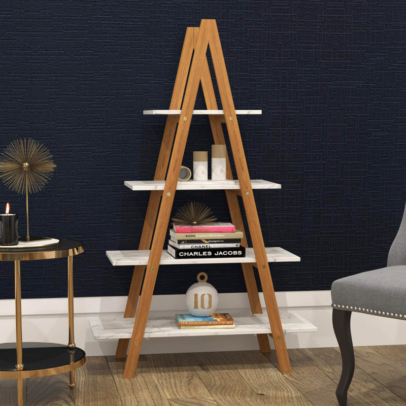 Bellani 135.5cm H x 80cm W Ladder Bookcase, Marble
