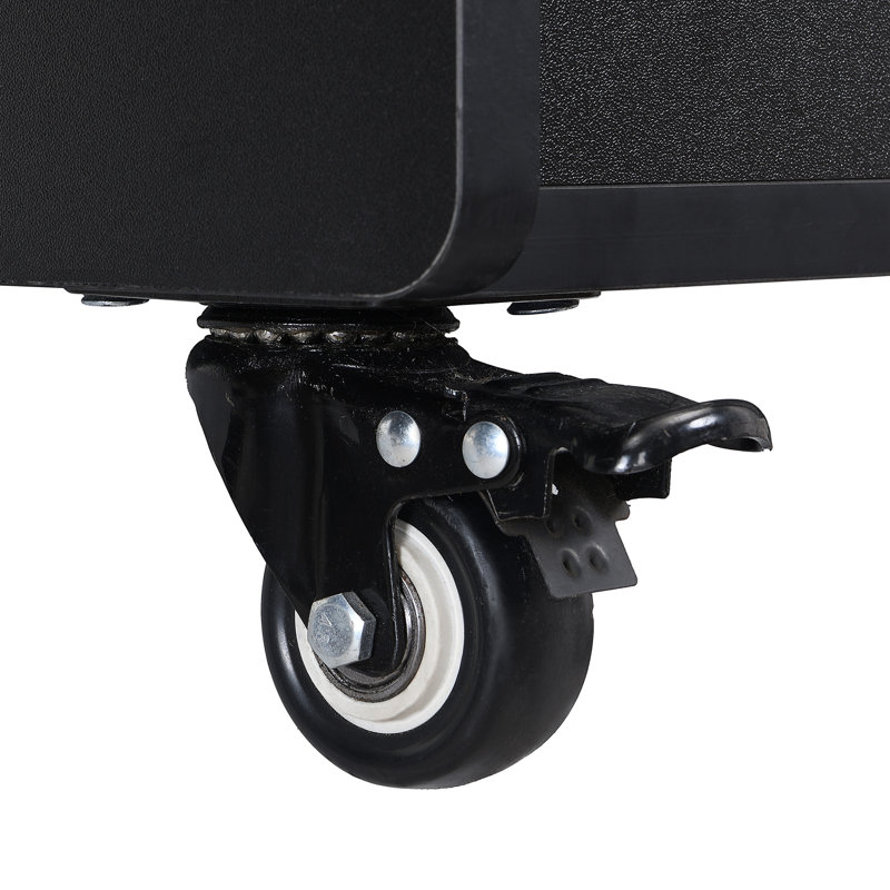 End Table With Storage And Wheels, Black