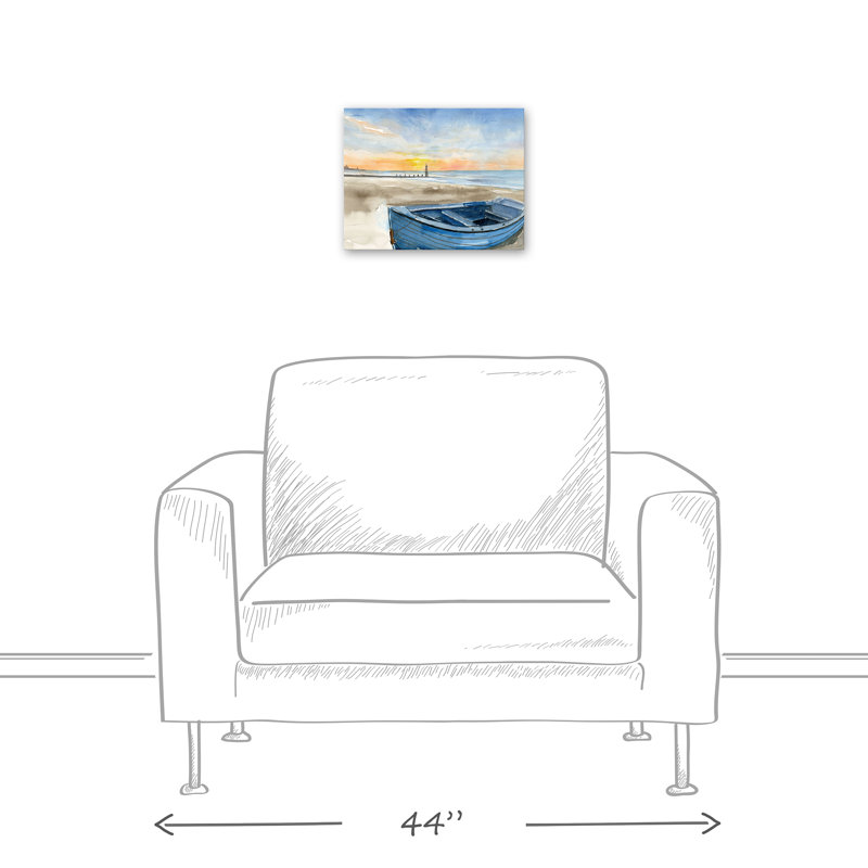 Bateau de plage sur toile, H 11 po x l 14 po x P 1,25 po