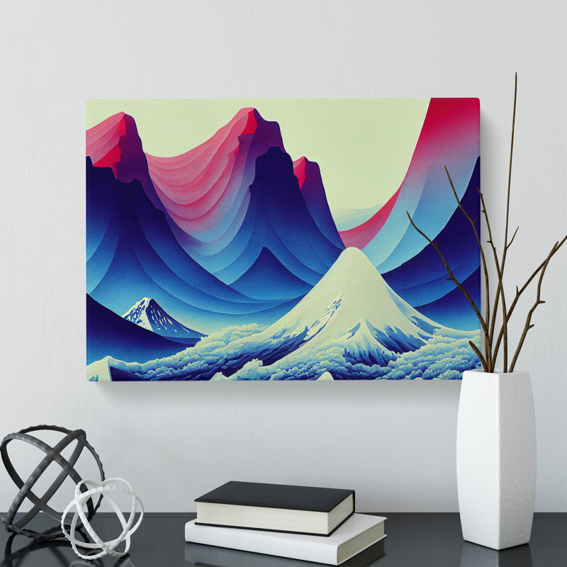 Modern Japanese Mountains - Wrapped Canvas, 50cm H x 76cm W x 3cm D