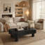 Table basse à plateau relevable pour salon 42 po - Rangement caché à panneau cannelé-863116549