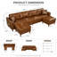 Canapé d'angle en similicuir de 305 cm de large avec 2 poufs de rangement, brun