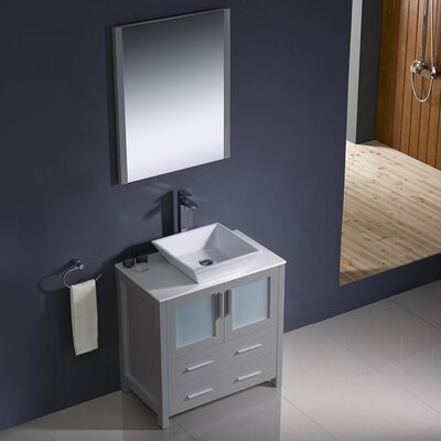 Fresca Torino 30"" Free-Standing Single Vessel Bathroom Vanity Set with Mirror -  FVN6230GR-VSL