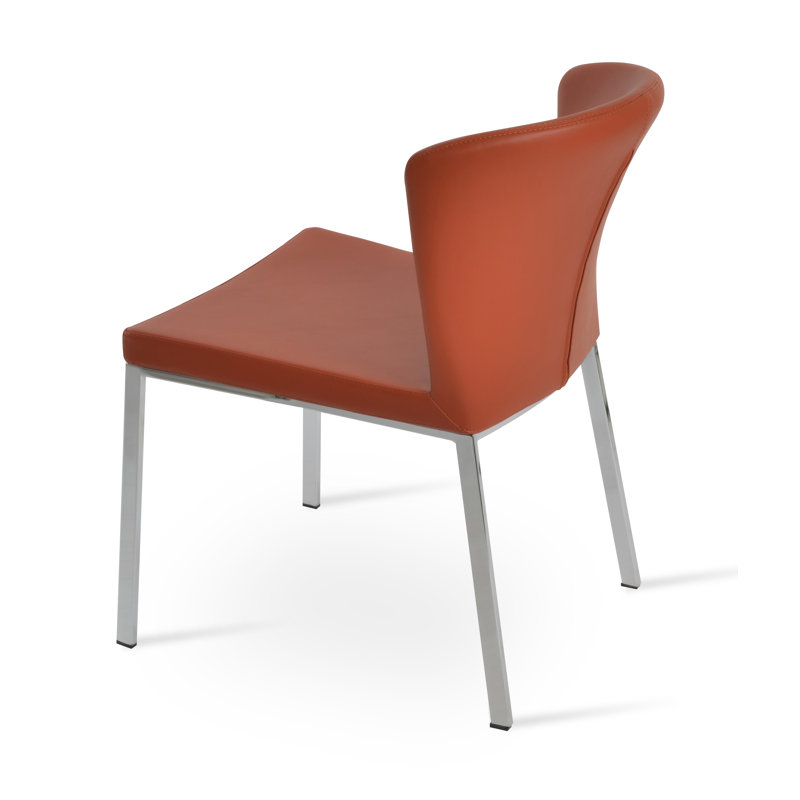 Capri 18'' H Faux Leather Upholstered Metal Side Chair, Brick Faux Leather