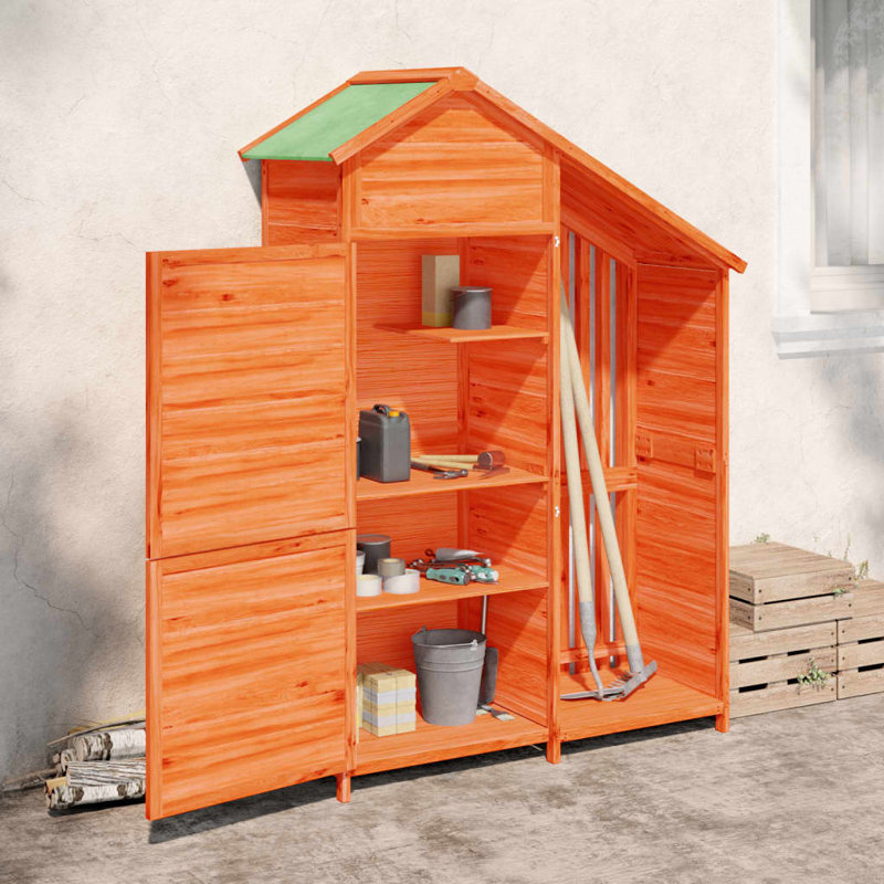 Geinbow 3 ft. W x 2 ft. D Wooden Overlap Apex Tool Shed, Brown