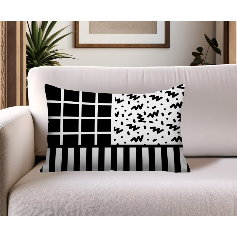 Oreiller rectangulaire réversible intérieur / extérieur Froza, Rectangulaire H 14 po x l 20 po, Noir