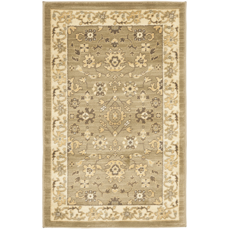 Tapis vert / crème Christensen, Rectangle 2'6" x 4'