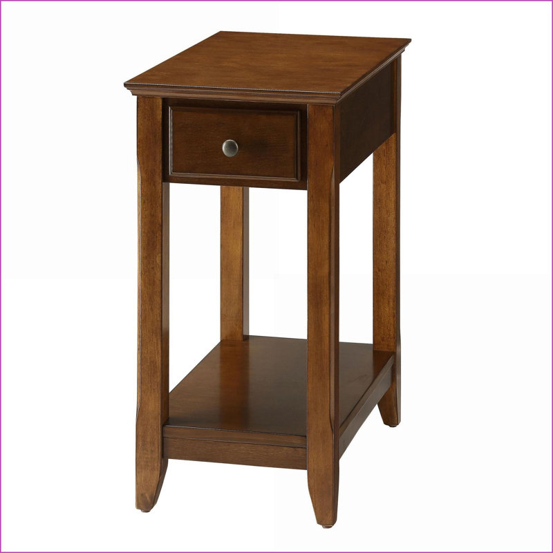 Table basse en noyer avec tiroir & amp; Tablette inférieure en bois durable pour le rangement du salon, Marron foncé