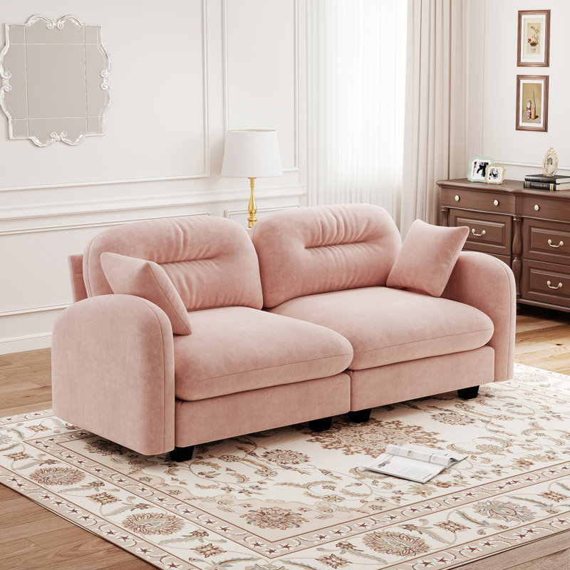 Chenille Sofa, Loveseat, Couch, Pink