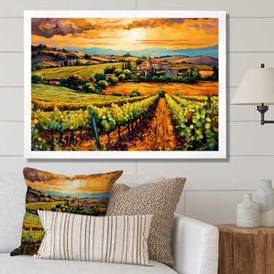 «Vangogh Sunlit Vineyard I», reproduction d'art sur toile inspirée par Vincent Van Gogh