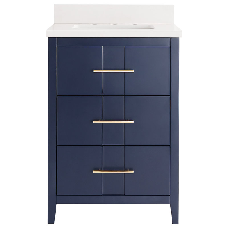 Iconic 24" Freestanding Standard Single Bathroom Vanity with Top, Navy, Gold