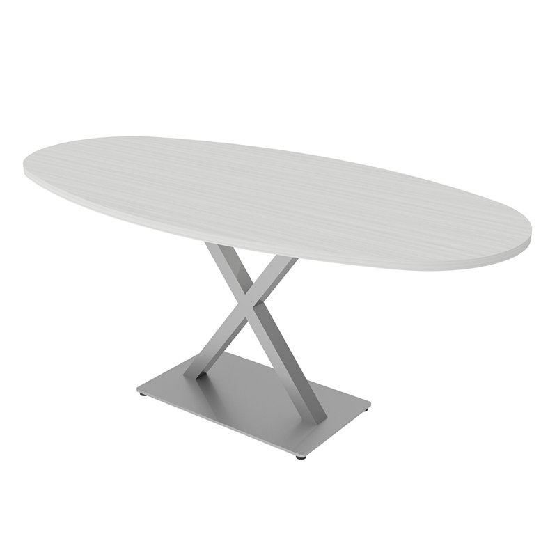 Table de conférence ovale pour bateau avec base x, Cyprès blanc, L 72 po x l 36 po