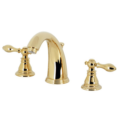 Kingston Brass American Classic Two-Handle 3-Hole Deck Mount Widespread Bathroom Faucet with Retail Pop-Up Drain
