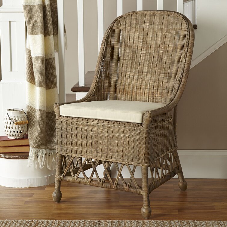 A & B Home Transitional Magy Natural Side Chair with Woven Rattan 48391