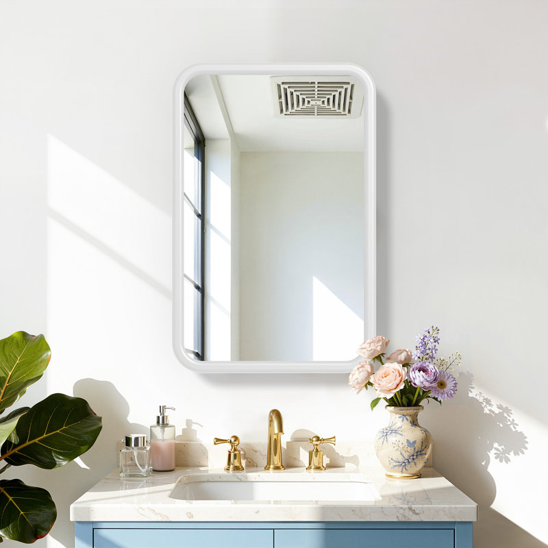 Armoire à pharmacie avec miroir mural décoratif en fer blanc l 20 po x H 30 po (ensemble de 2), Blanc