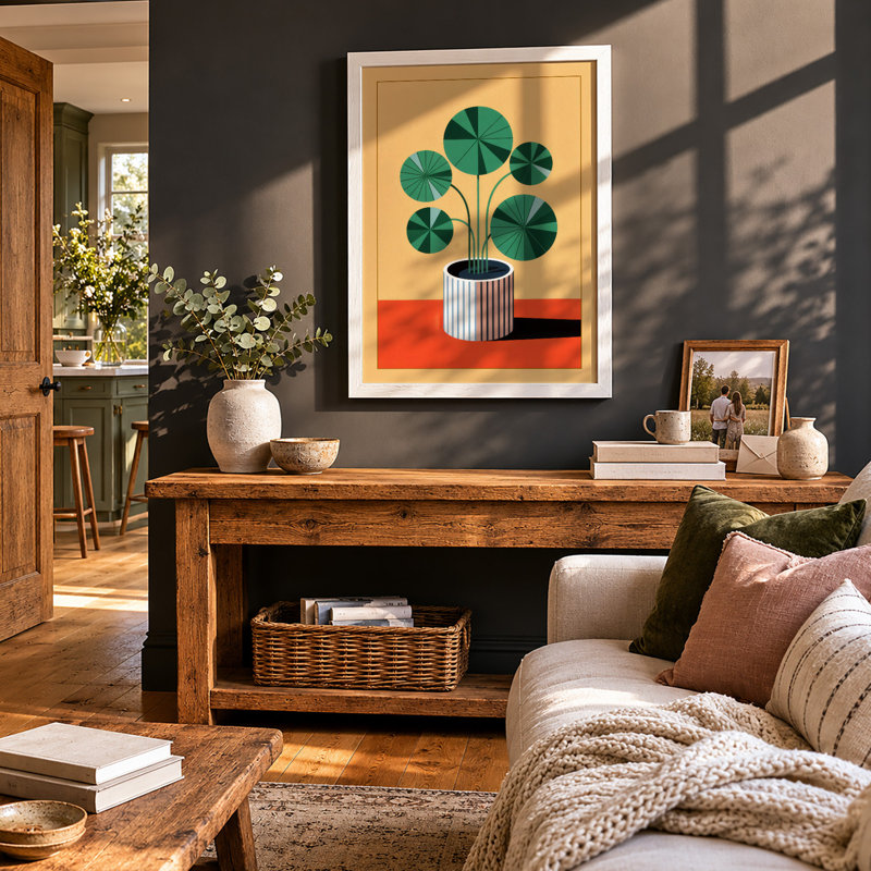 Potted Modernist Botanical - Framed Print, A1 - 84.1 x 59.4 cm, White