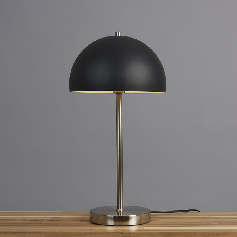 Zamir Metal Table Lamp, Brushed Chrome, Black