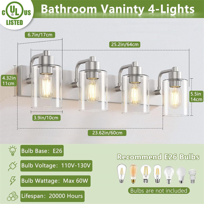 Lumière de meuble-lavabo à intensité variable, 4, Nickel brossé