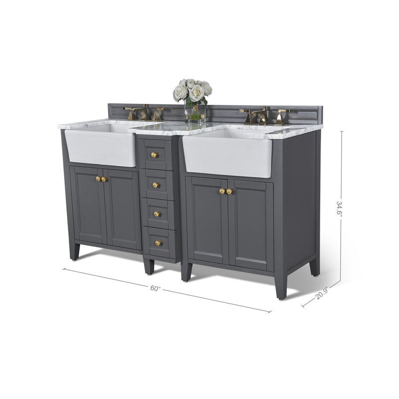 Adeline 60'' W Double Vanity, Sapphire Gray