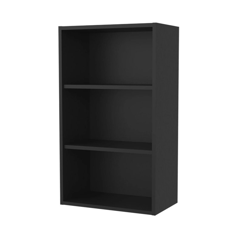 Black Wall Cabinet with Open Storage