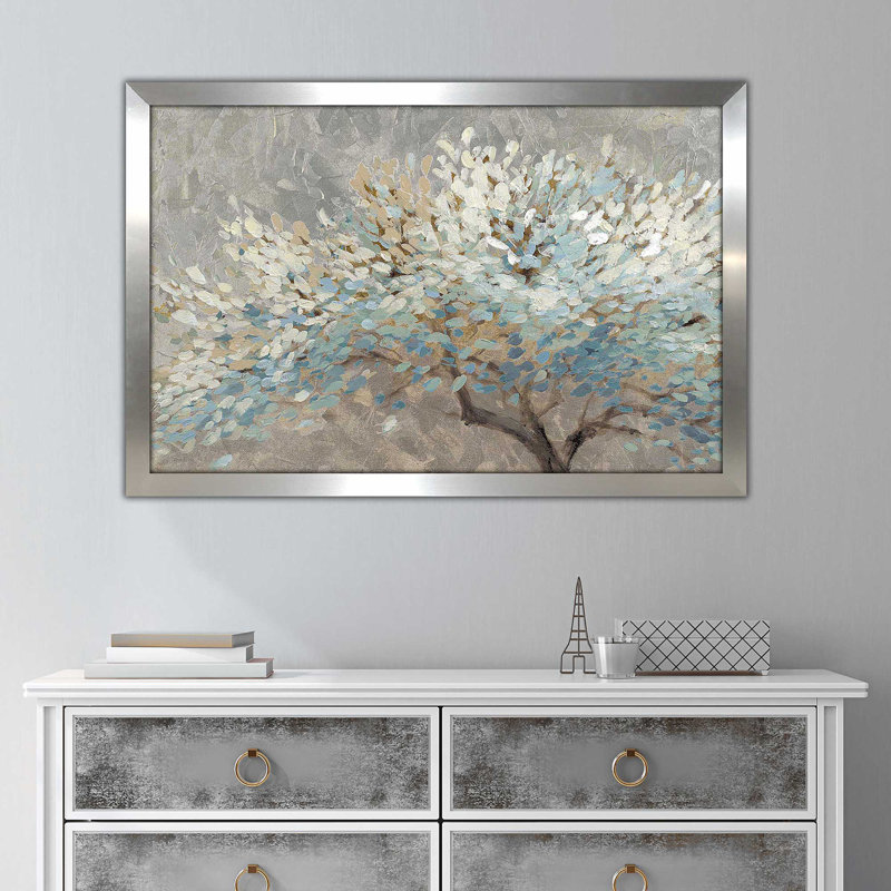 «A Thousand Silver Lifetimes» par Lanie Loreth - Peinture, Impression encadrée, H 27,5 po x l 39,5 po, Argent argent