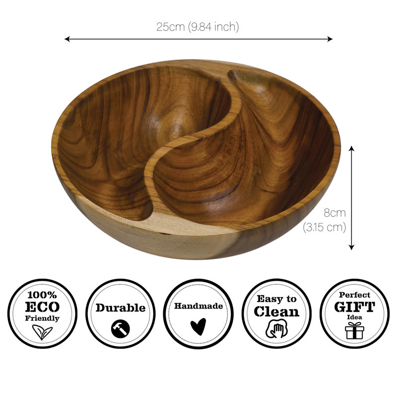 Bol divisé en bois d'acacia