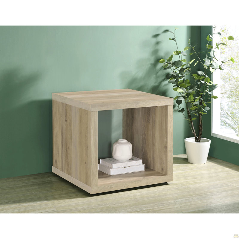 Table de bout d'appoint en bois d'ingénierie Flint, Beige
