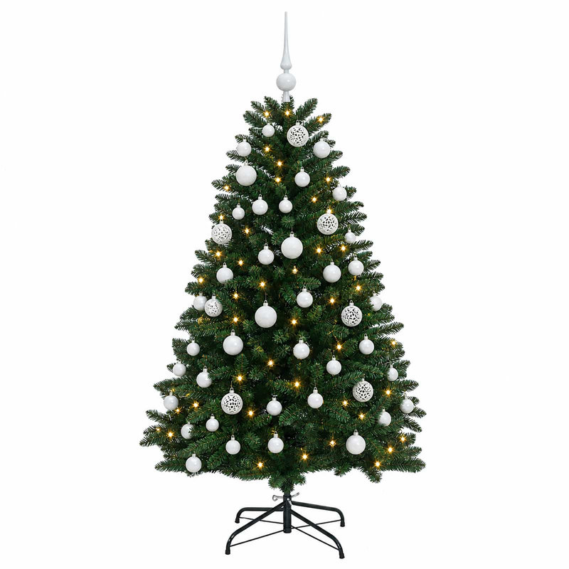 Christmas Tree, Ø 166 x 270 cm, with 300 LEDs&pink balls, Dark Green