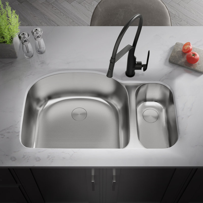 33'' L Undermount Double Bowl Stainless Steel Kitchen Sink