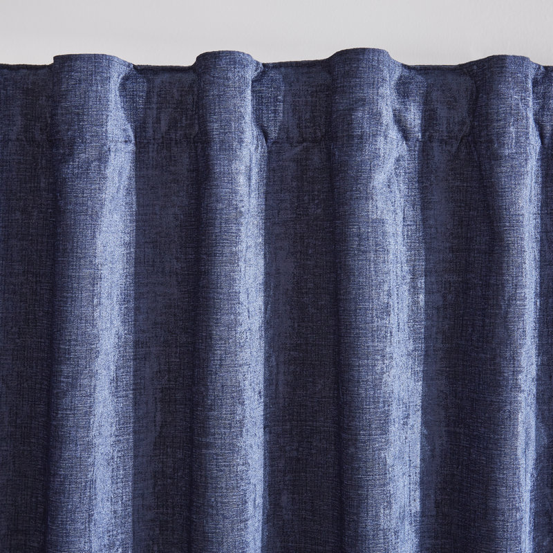 Indigo Pleated Sheer Polyester Curtain Panel, 50" W x 96" L