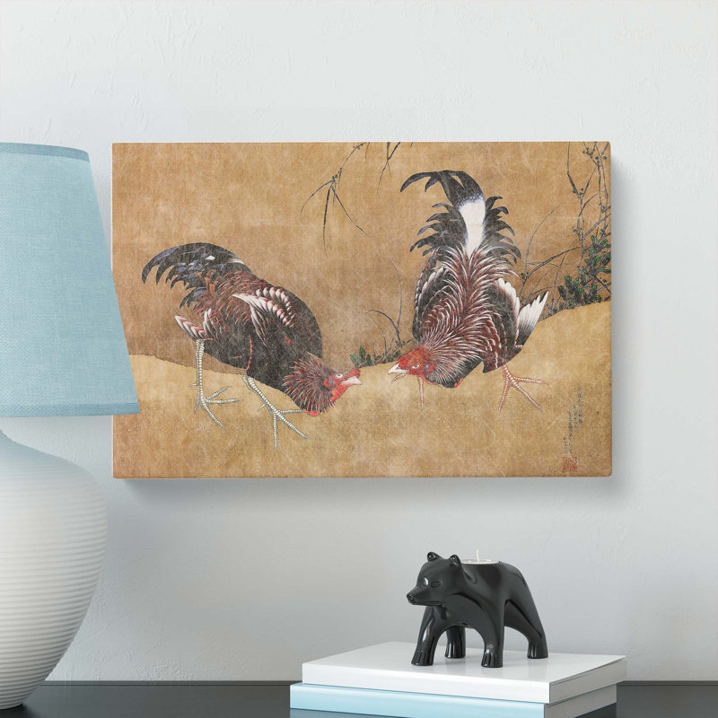 Gamecocks by Katsushika Hokusai - Wrapped Canvas, 35cm H x 50cm W x 3cm D