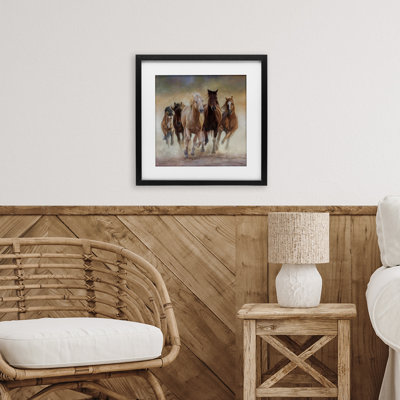 Strong Galloping Horses Framed Print Under Glass, design by James Corwin