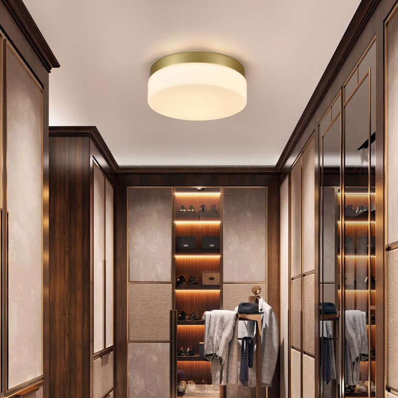 LED Flush Mount Ceiling Light with Glass, Gold
