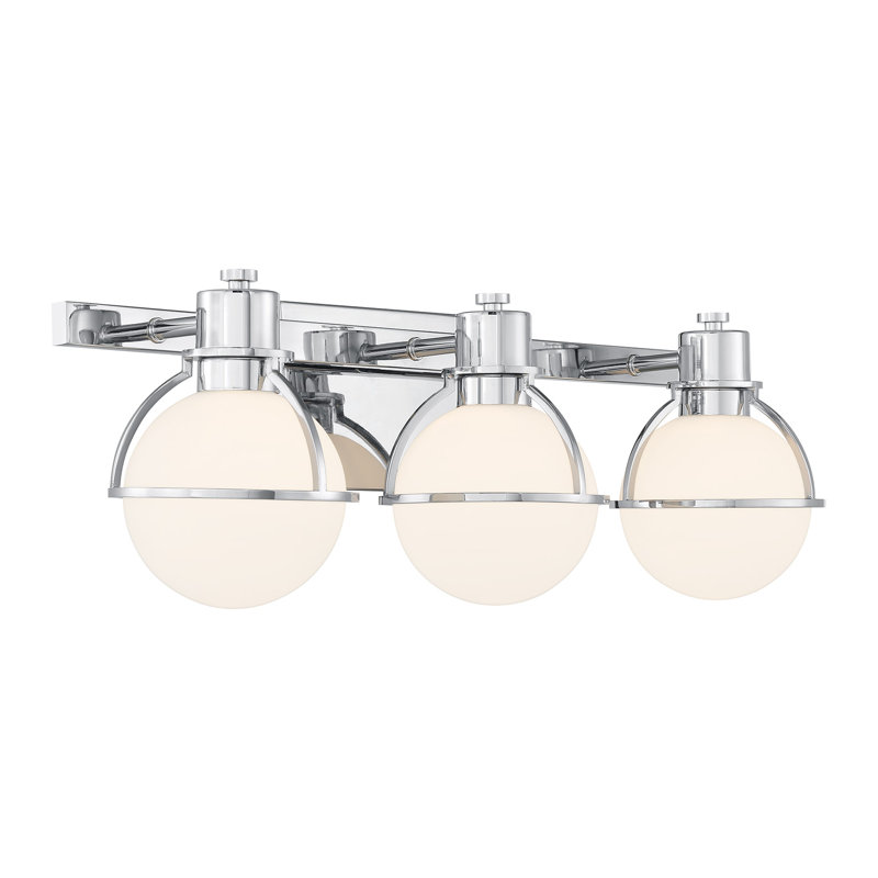 Pierce 3-Light Bathroom Vanity Light in Chrome, Chrome, 3 Lights, 7.5" H x 24" W x 5.13" D