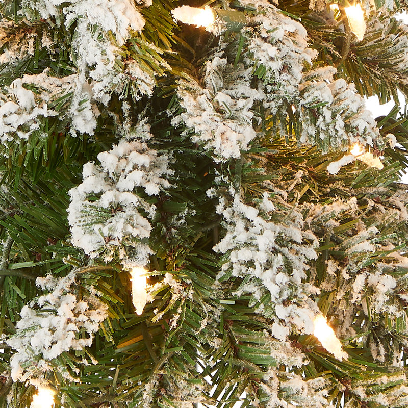 2ft. Snowy Downswept Forestree with Clear Lights