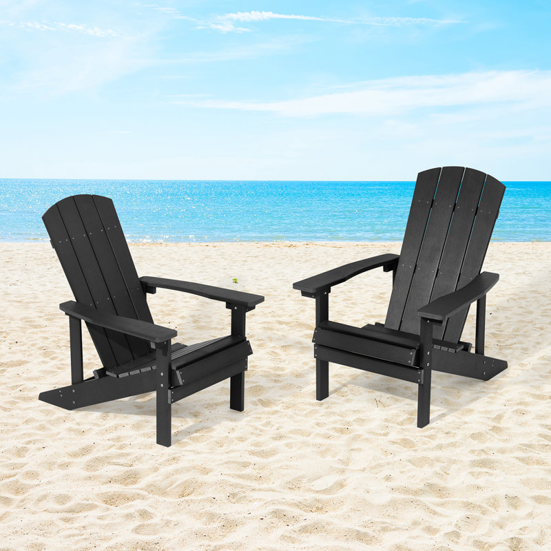 Hamle Outdoor Adirondack Chair, Black