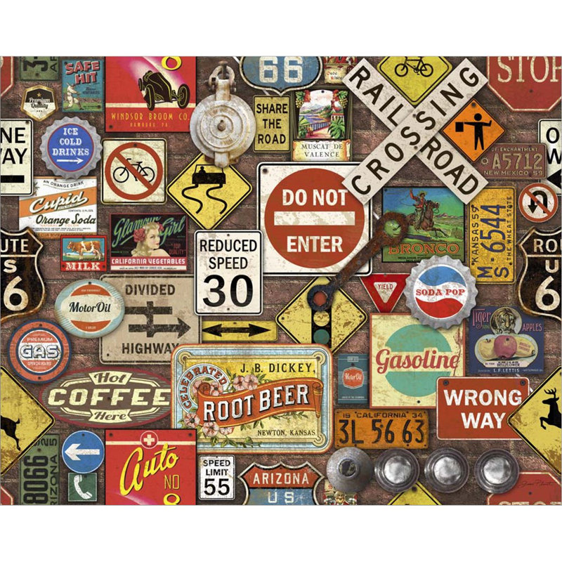 «Road Signs On Brick» par Jean Plout, art mural sur toile