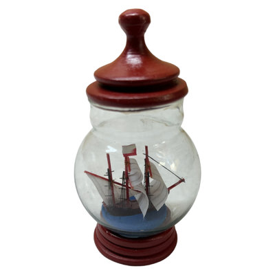 Ship In An Urn Shaped Bottle Figurine