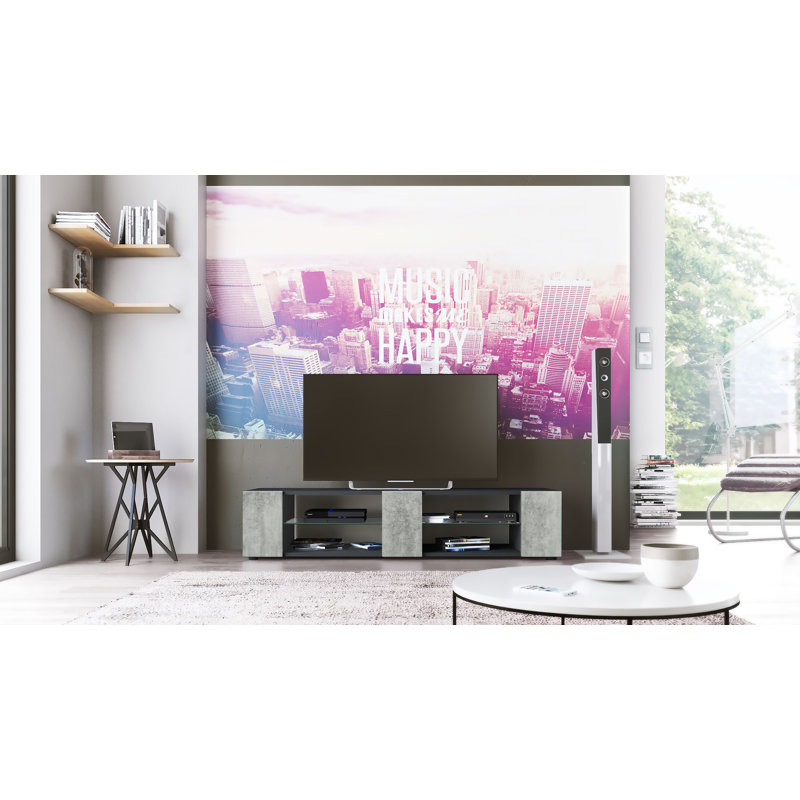 Mcclintock TV Stand for TVs up to 60", Black Matt/Concrete Oxide Look